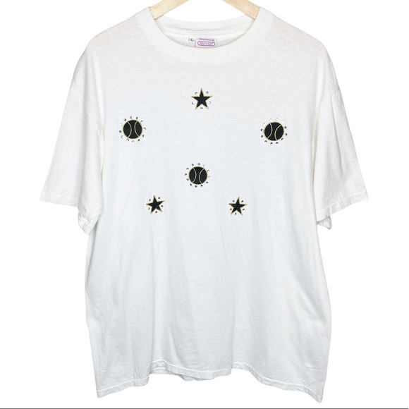 Vintage Single Stitch Tennis Embroidered T-Shirt Unisex Size Large - Picture 1 of 10